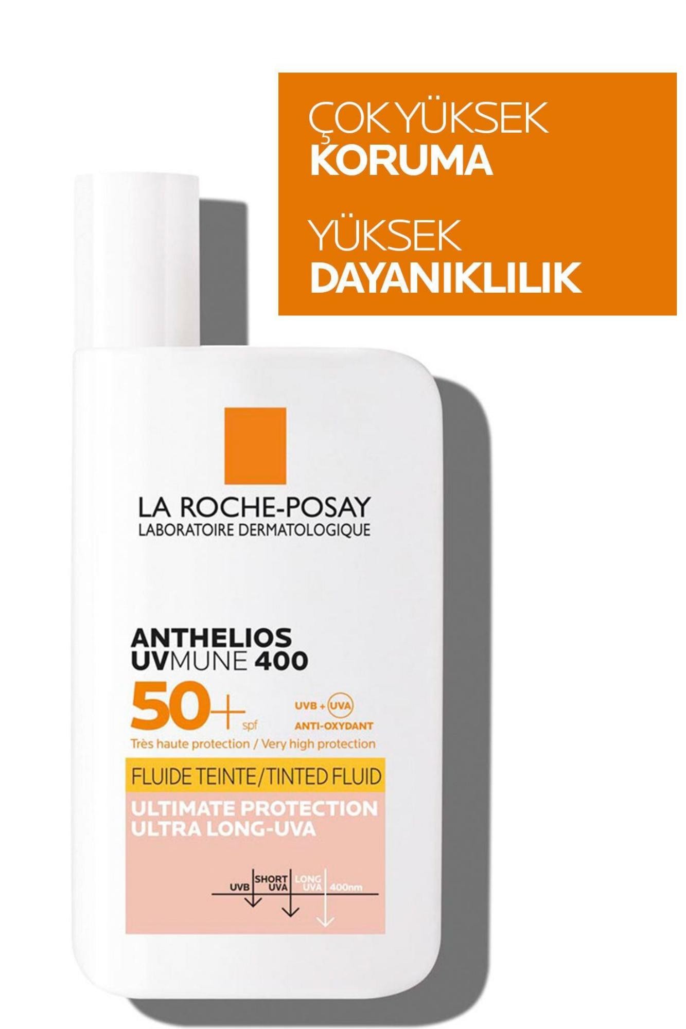 La Roche Posay Anthelios Uvmune Fluid SPF+50 Tüm Ciltler İçin Yüksek Korumalı Renkli Yüz Güneş Kremi