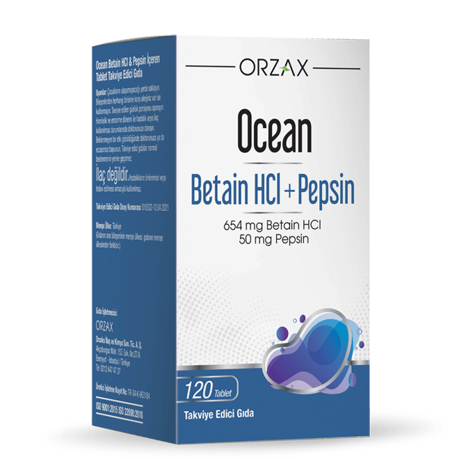 Ocean Betain HCI+ Pepsin Takviye Edici Gıda 120 Tablet