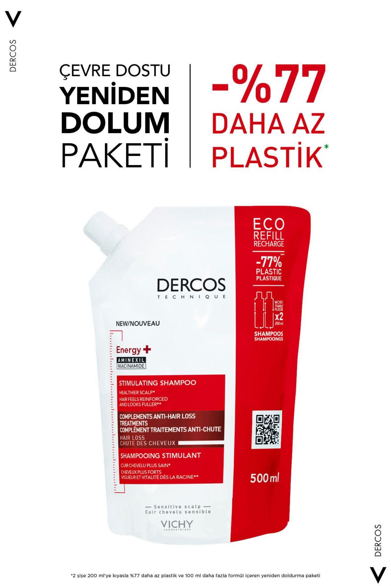 Vichy Dercos Energy+ Saç Dökülmesi Karşıtı Şampuan - 500 ML Refill/Yeniden Dolum Paketi