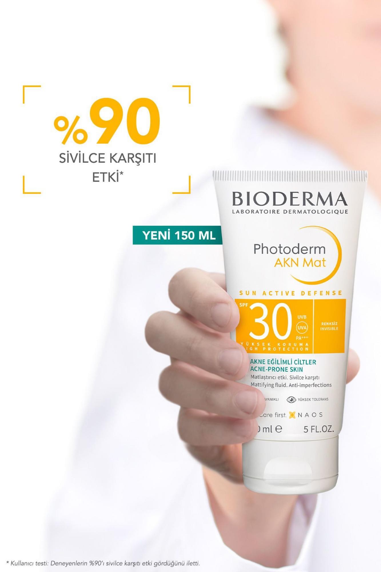 Bioderma Photoderm Akn Mat Karma Ve Yağlı Ciltler Için Matlaştırıcı Etkili Spf30 Güneş Kremi 150 ml