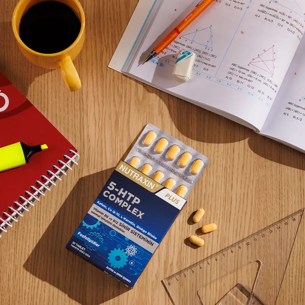 Nutraxin 5 Htp Complex 30 Tablet - Magnezyum Ginkgo Biloba B12 CoQ10 Kafein Çinko L-Carnitin B6