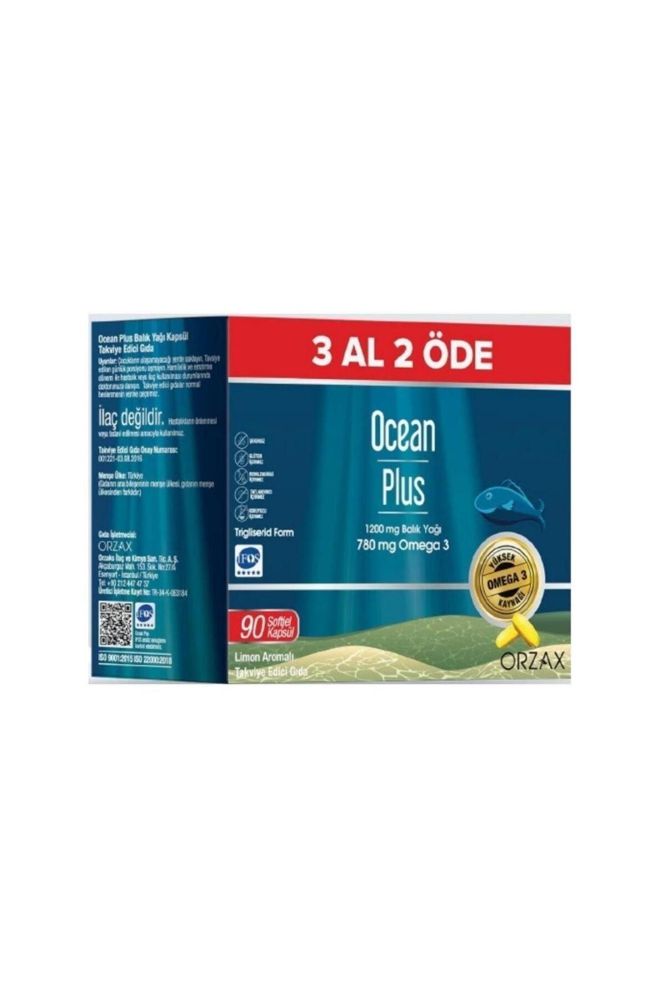 Ocean Plus 3 Al 2 Öde 1200 Mg Balık Yağı 90 Kapsül - Limon Aromalı