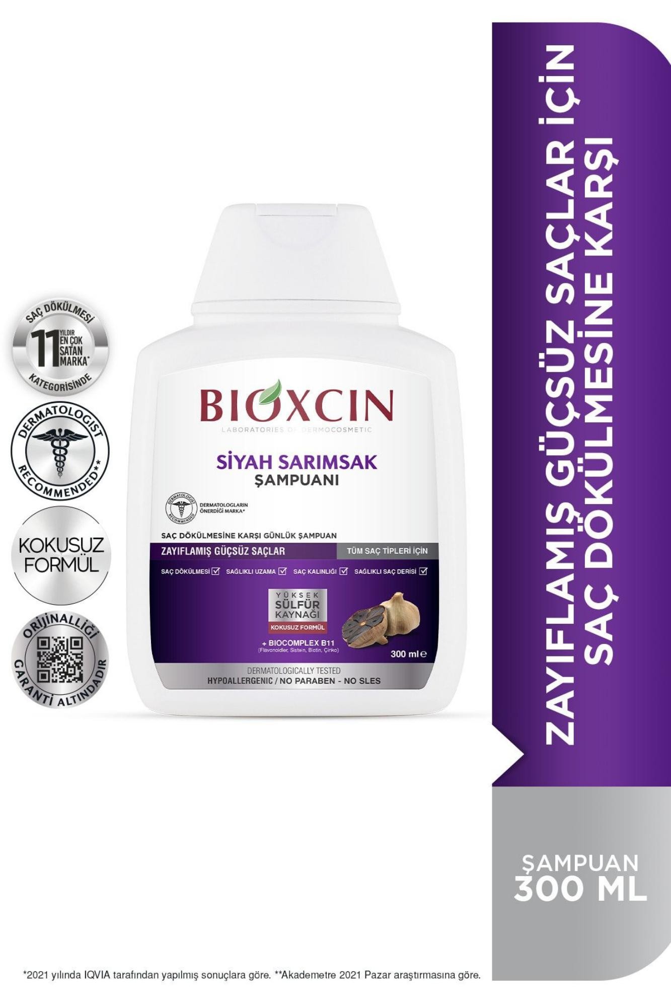 Bioxcin Black Garlic Shampoo 300 Ml - Hair Loss Garlic Shampoo