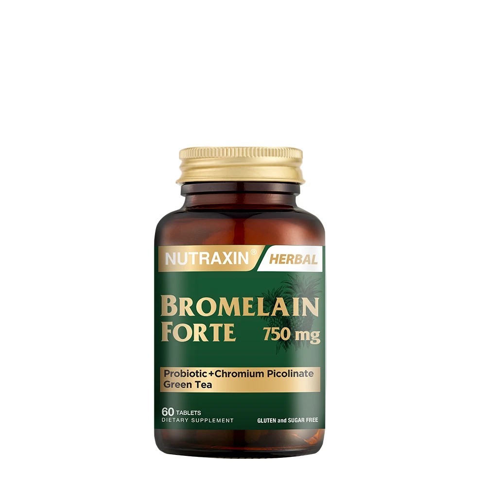 Nutraxin Bromelain Forte Bromelain Krom Probiyotik 750 Mg 60 Tablet