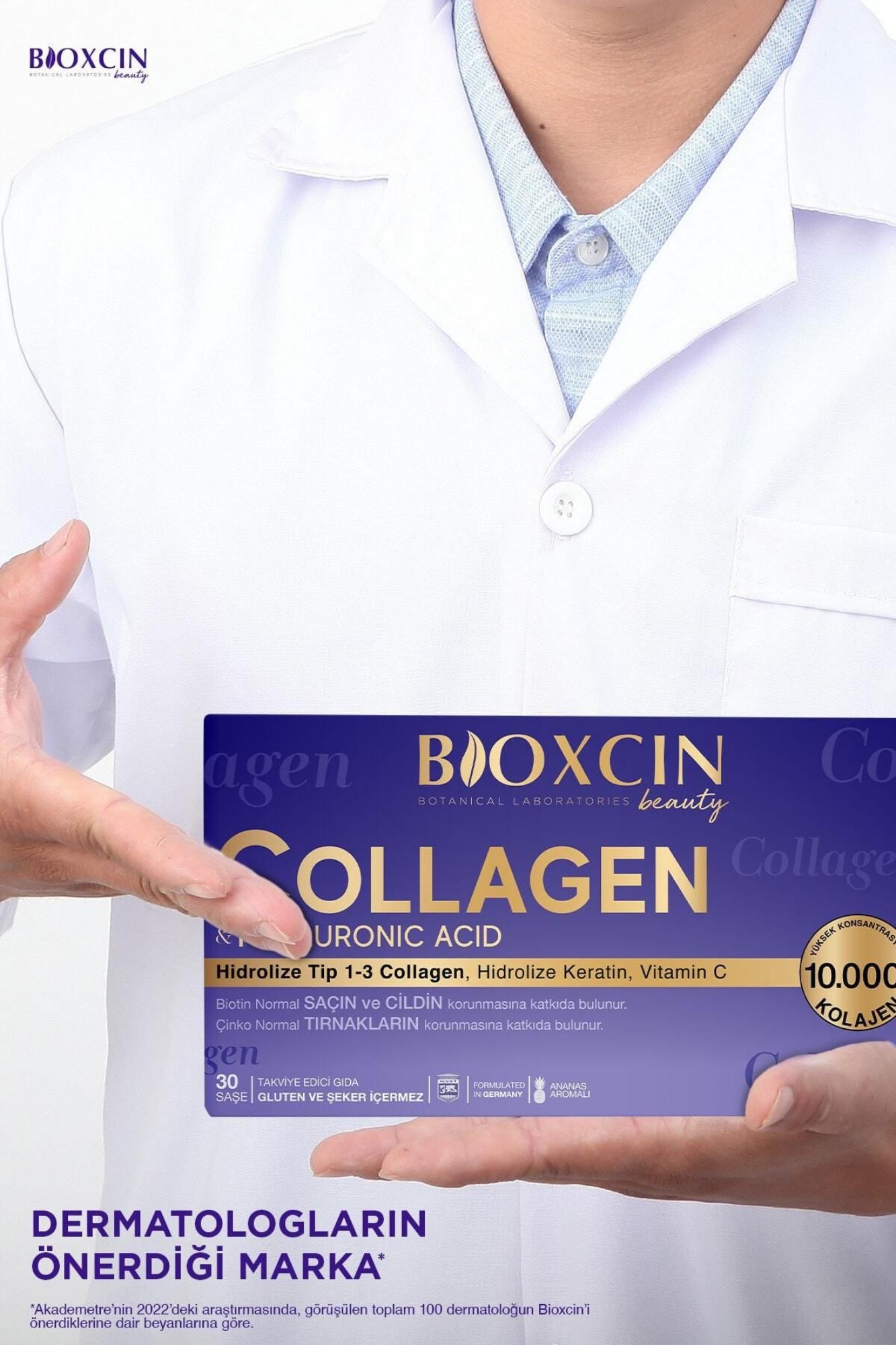 Bioxcin Beauty Collagen Toz 30 Saşe X 10.000 Mg Tip 1 - Tip 3 Hidrolize Kolajen - Keratin