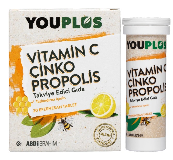 Youplus Vitamin C, Çinko & Propolis 20 Efervesan Tablet