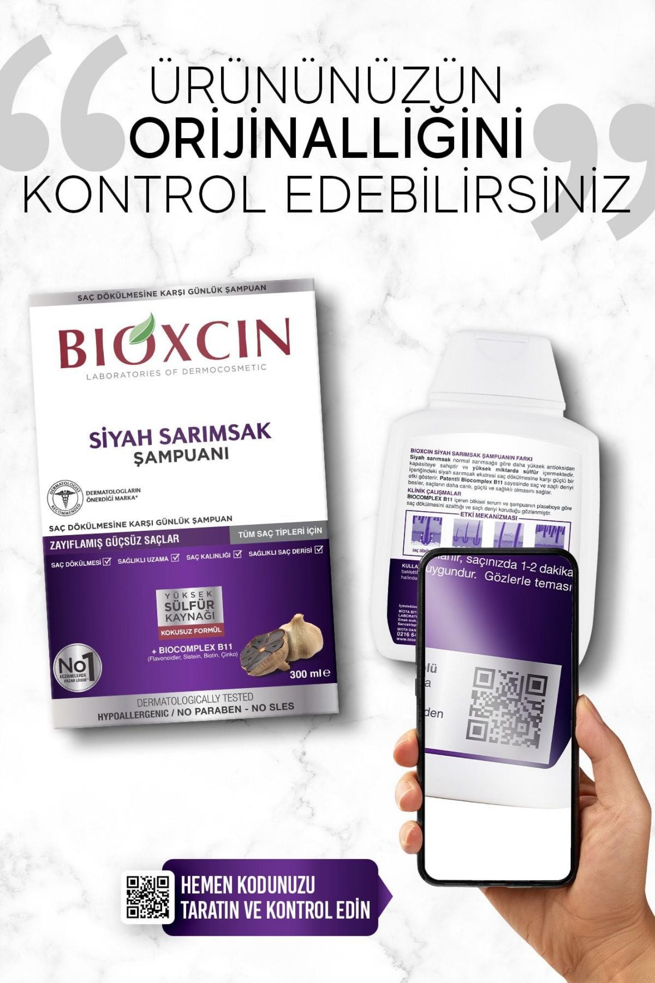 Bioxcin Siyah Sarımsaklı Şampuan 300 Ml - Dökülme Sarımsak Şampuanı