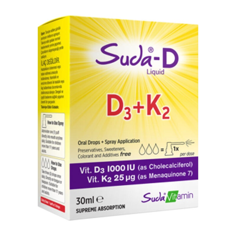 Suda Vitamin D3+K2 Sprey Damla 30 ml