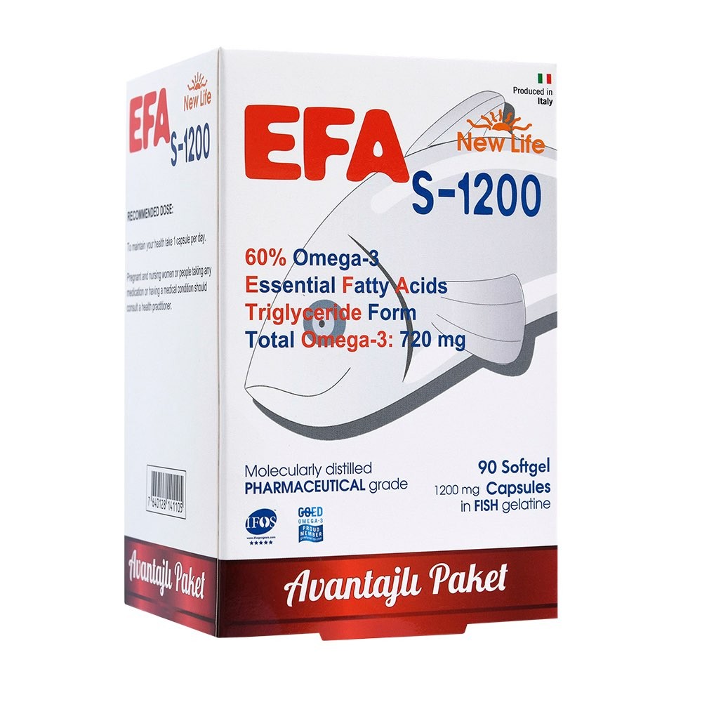 New Life Efa S-1200 Omega 3 Balık Yağı 90 Kapsül