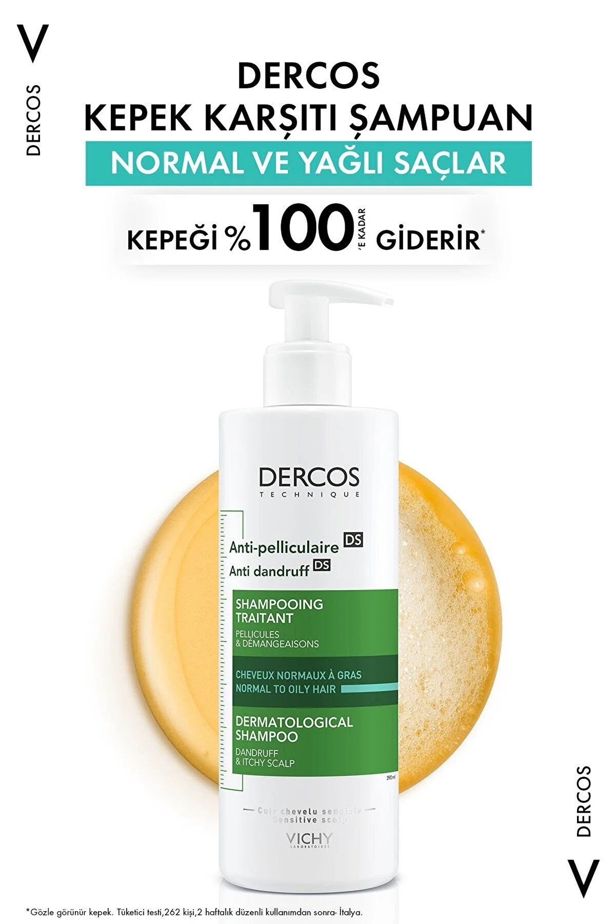 Vichy Dercos Anti-Pel Kepeğe Karşi Etkili Bakim Şampuan Normal/Yağlı Saçlar 390 ml