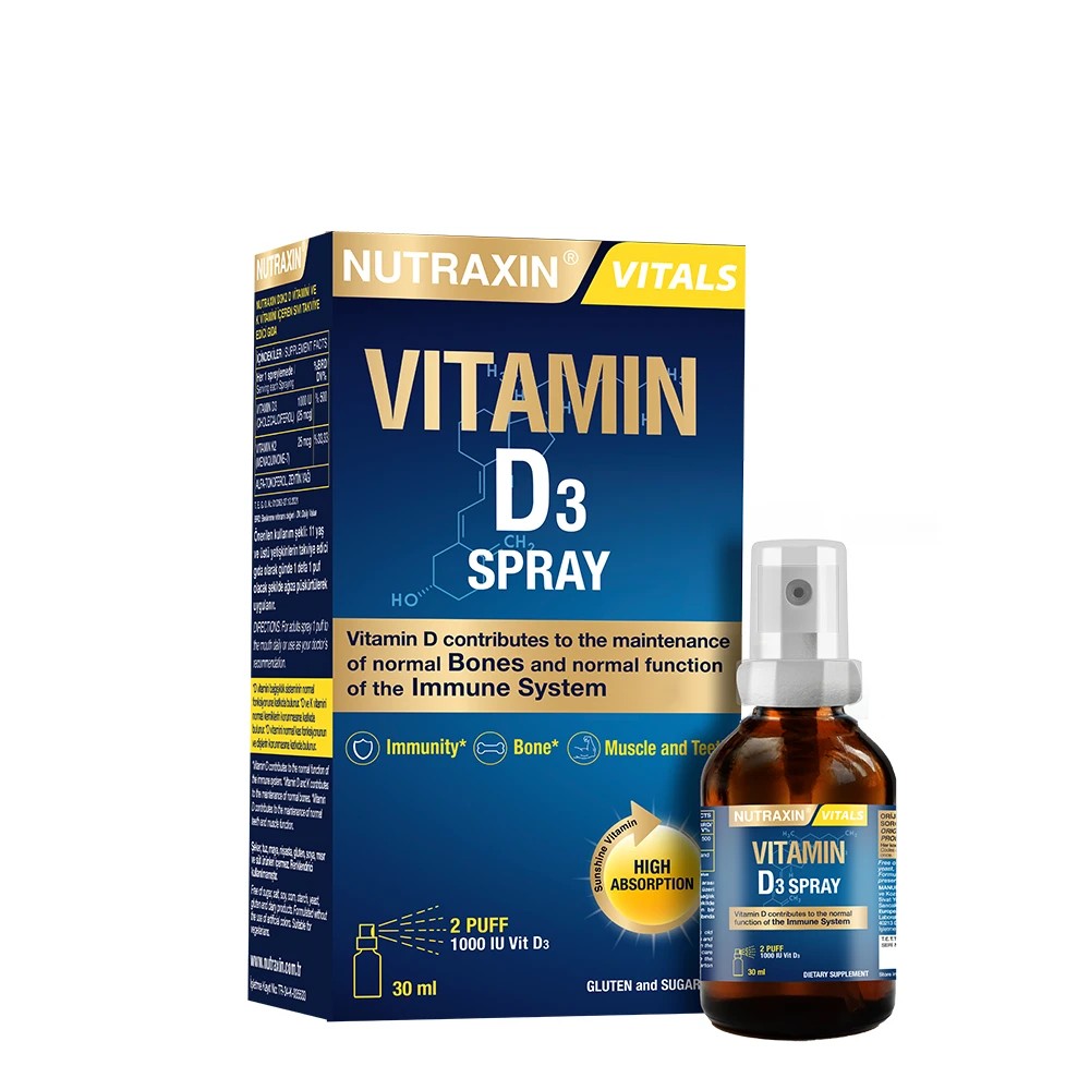 Nutraxin Vitamin D3 1.000 IU Sprey 30 ML - D3 Vitamini Sprey 1000 IU