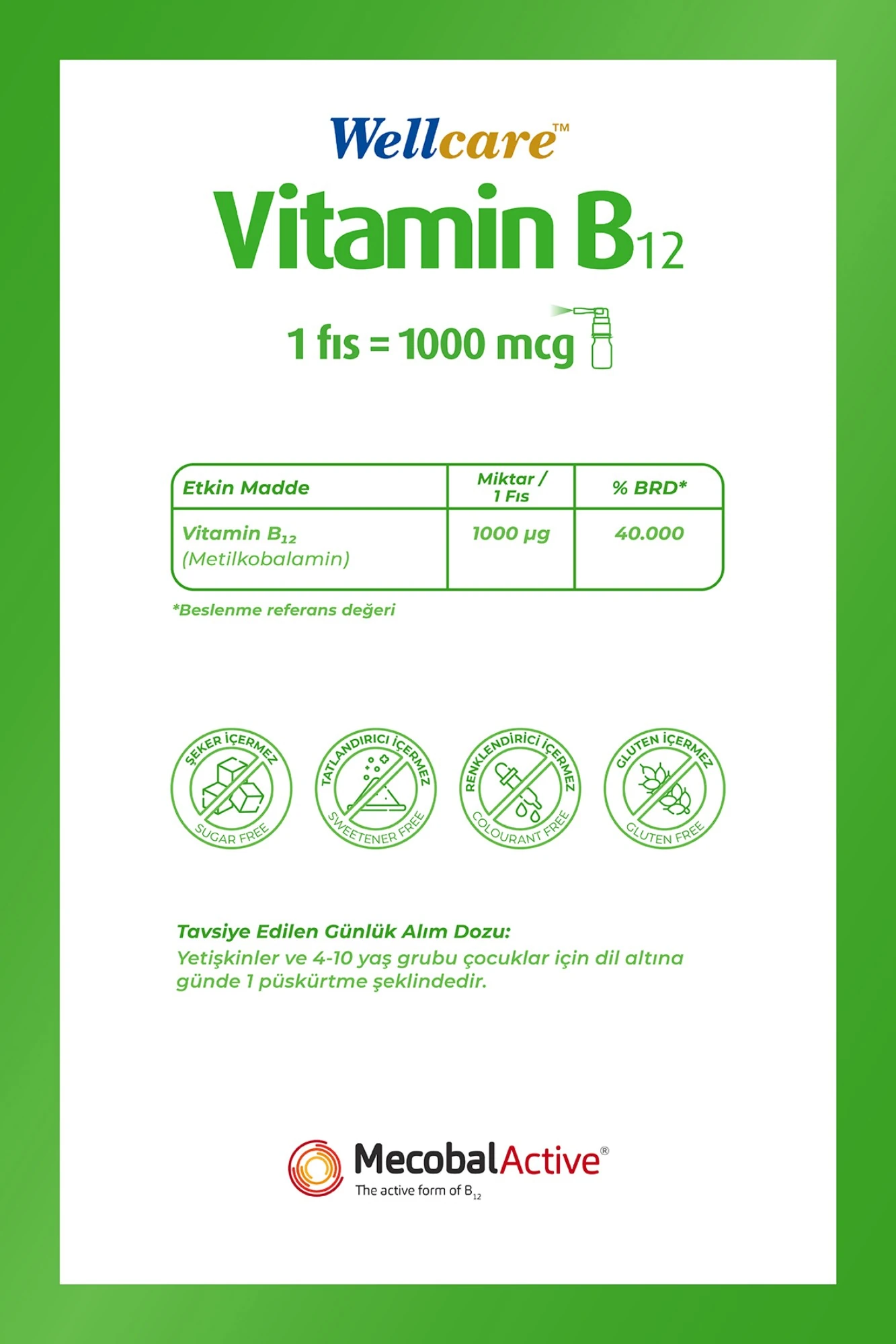Wellcare Vitamin B12 1000 mcg Sprey 5 ml