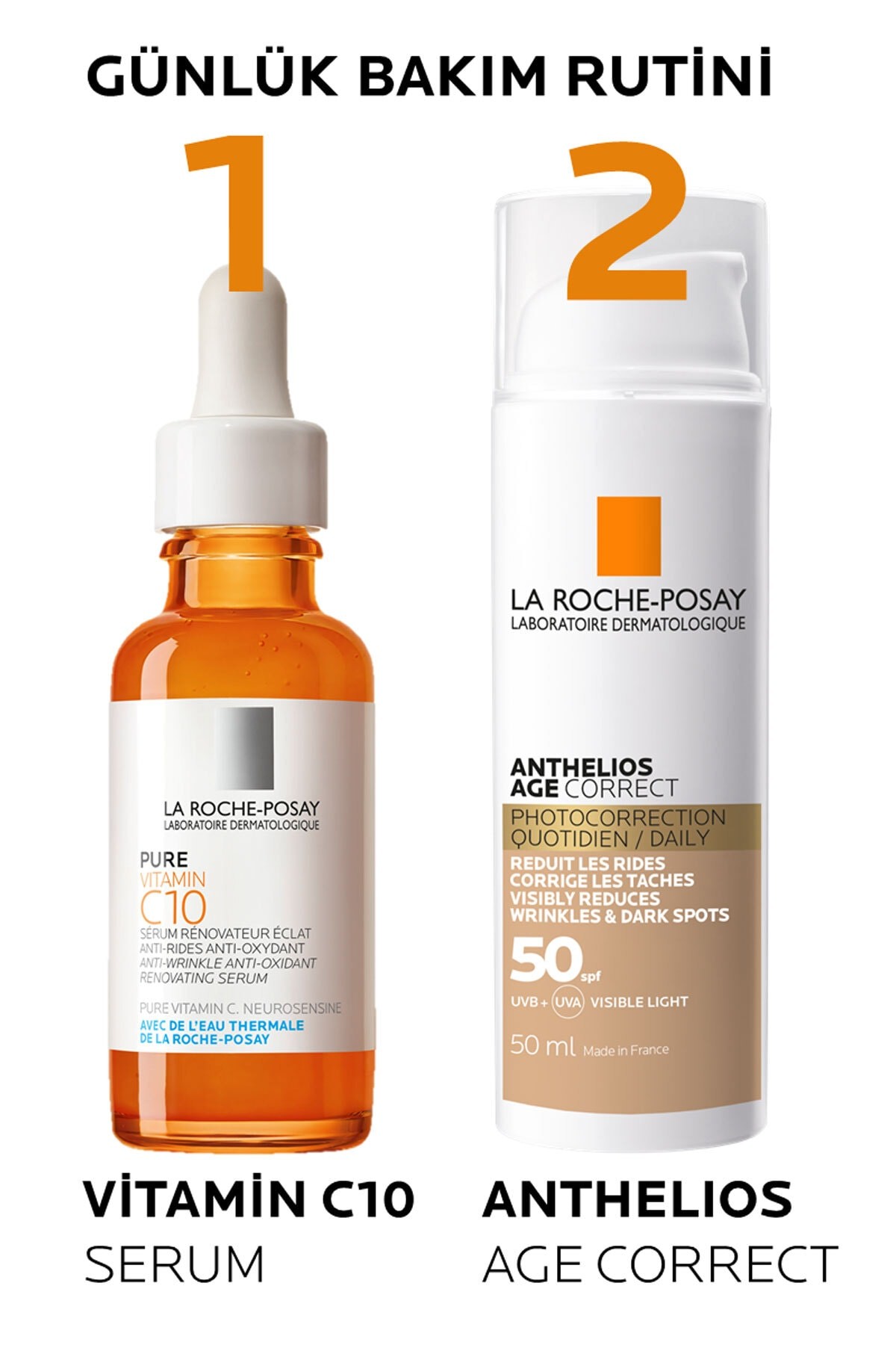 La Roche Posay Anthelios Age Correct SPF50+ Renkli Kapatıcı Özelliğe Sahip Yüz Güneş Kremi 50 ml