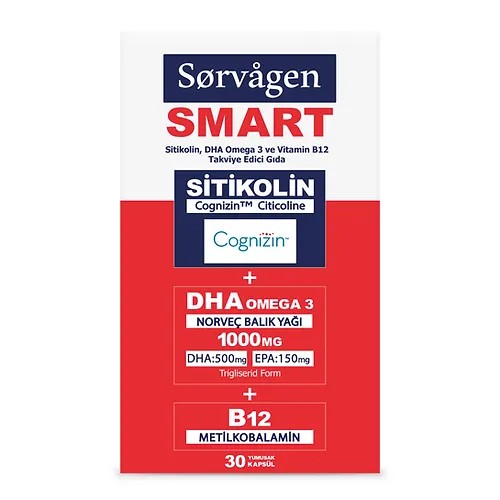 Sorvagen Smart 30 Kapsül ( Sitikolin Dha Omega 3 Ve B12 Içeren Takviye Edici Gıda )