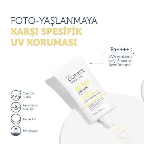 The Purest Solutions Yüksek Koruma Ve Nemlendirici Etkili Invisible Güneş Koruyucu Krem SPF 50, 50 Ml.