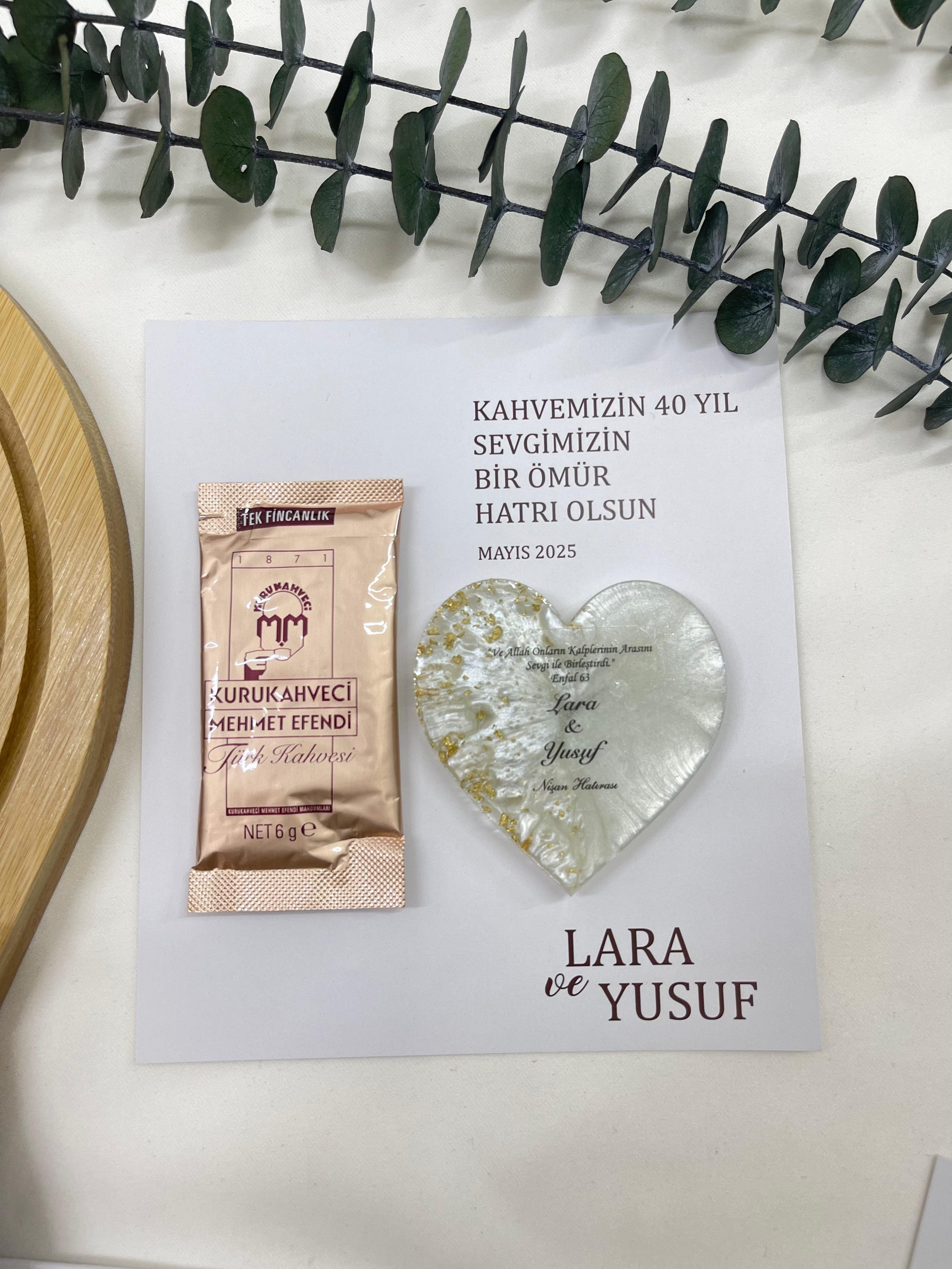 Kahve ve Kalp Magnet Hediyelik | Söz, Nişan ve Özel Günler İçin Zarif Hediye