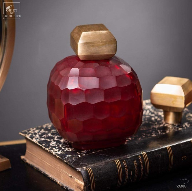 OBJET DE CURIOSITE - Pirinç Tıpalı Kırmızı Vazo