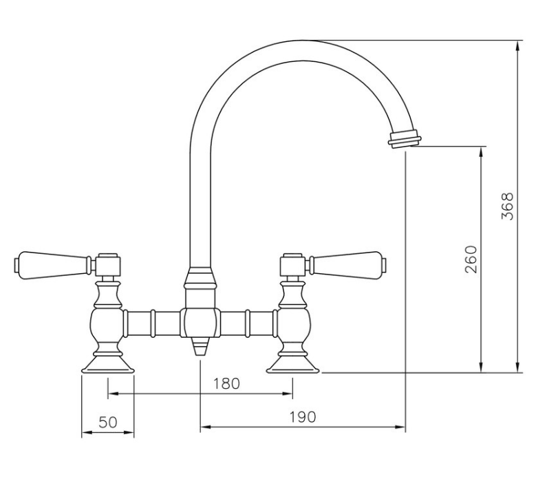 BELFAST TRADITIONAL BRIDGE DUAL LEVER MUSLUK