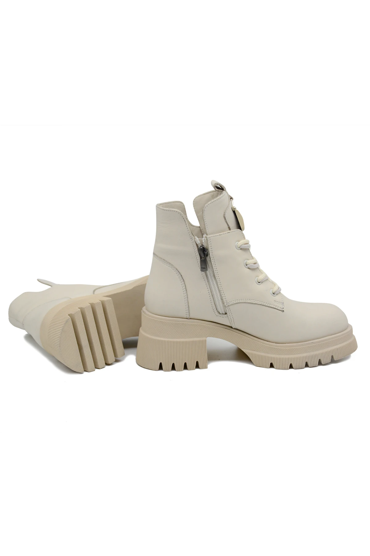 Cooliza Hakiki Deri Bağcıklı Çanta Toka Detaylı Günlük Rahat Kadın Bot