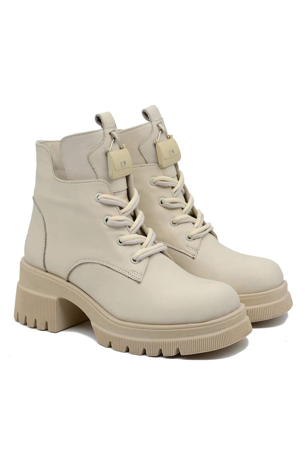 Cooliza Hakiki Deri Bağcıklı Çanta Toka Detaylı Günlük Rahat Kadın Bot