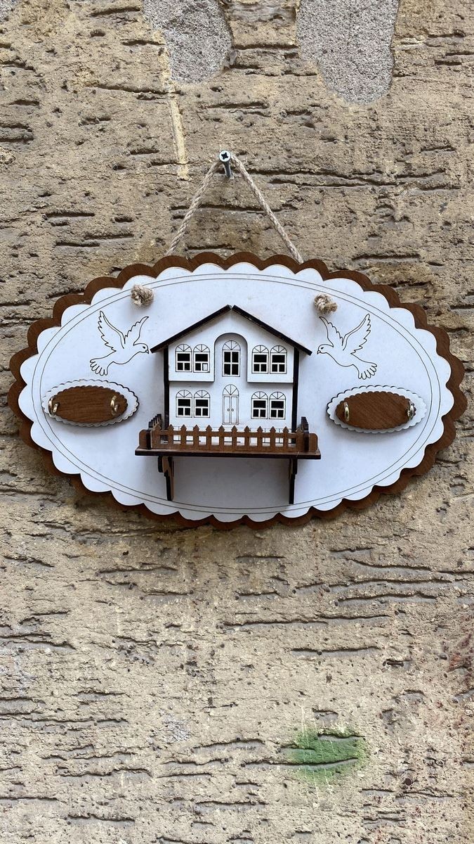 Ev Ahşap Anahtarlık Askısı Ev Bahçe Balkon Dekorasyon Süsü