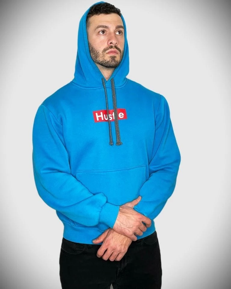 Unsgear Hustle Logolu Hoodie (Mavi)