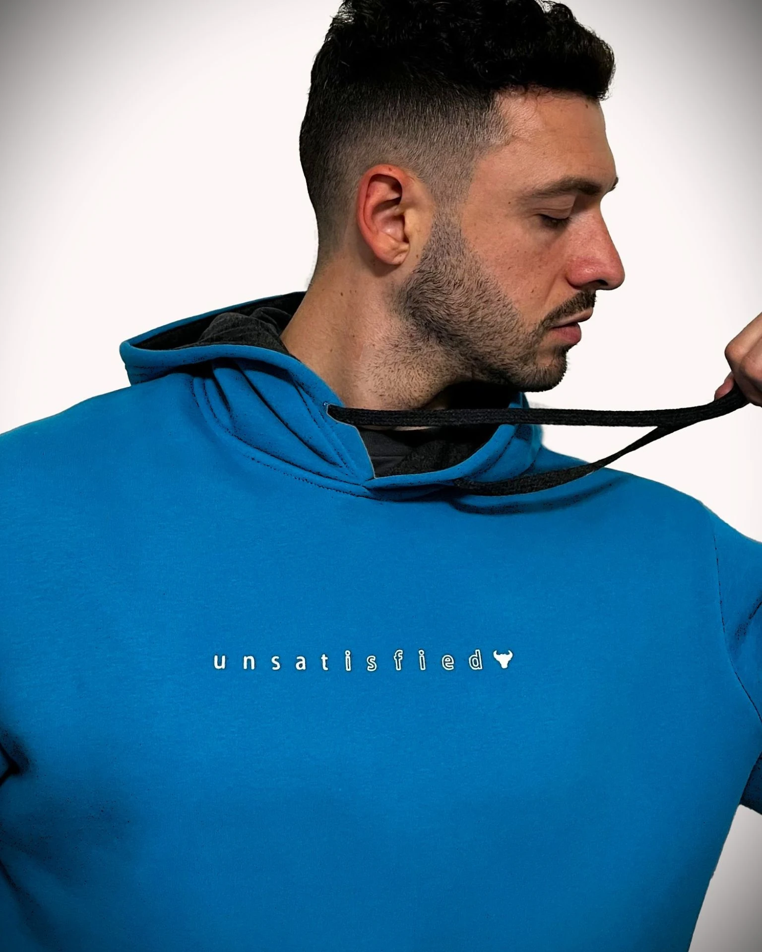 Unsgear ''u n s a t i s f i e d'' baskili Hoodie (Mavi)