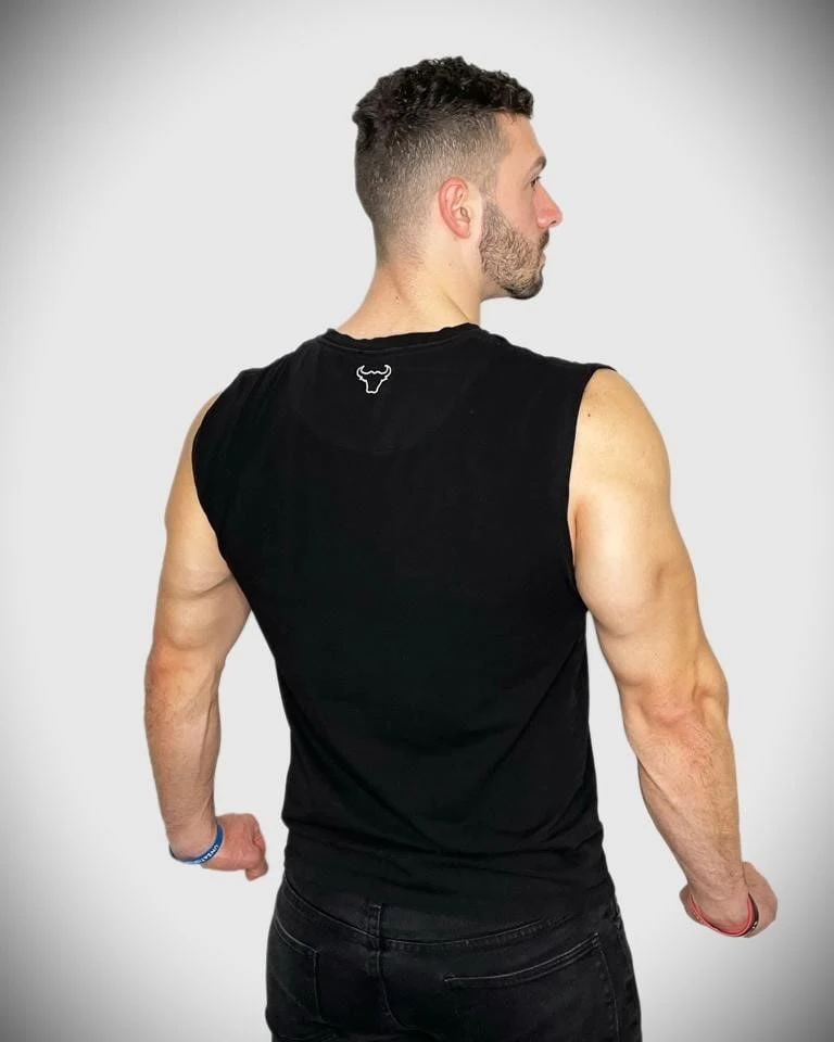 gainz'' sleeveless T_shirt Black