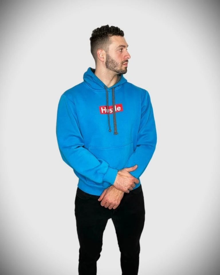 Unsgear Hustle Logolu Hoodie (Mavi)