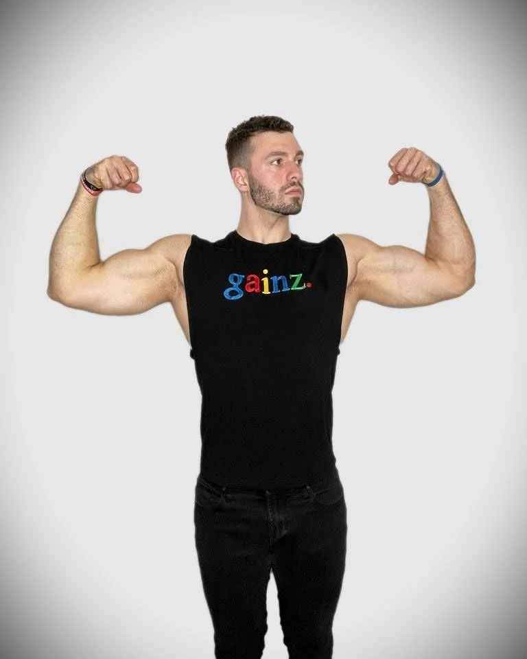gainz'' sleeveless T_shirt Black