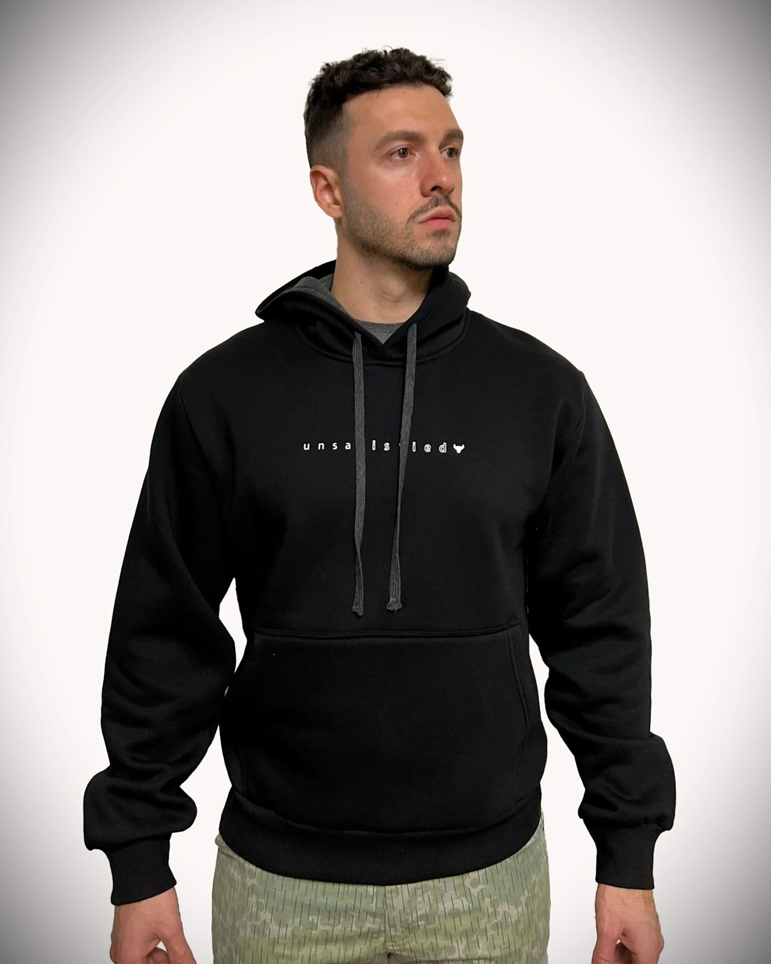 Unsgear ''u n s a t i s f i e d'' baskili Hoodie (Siyah)