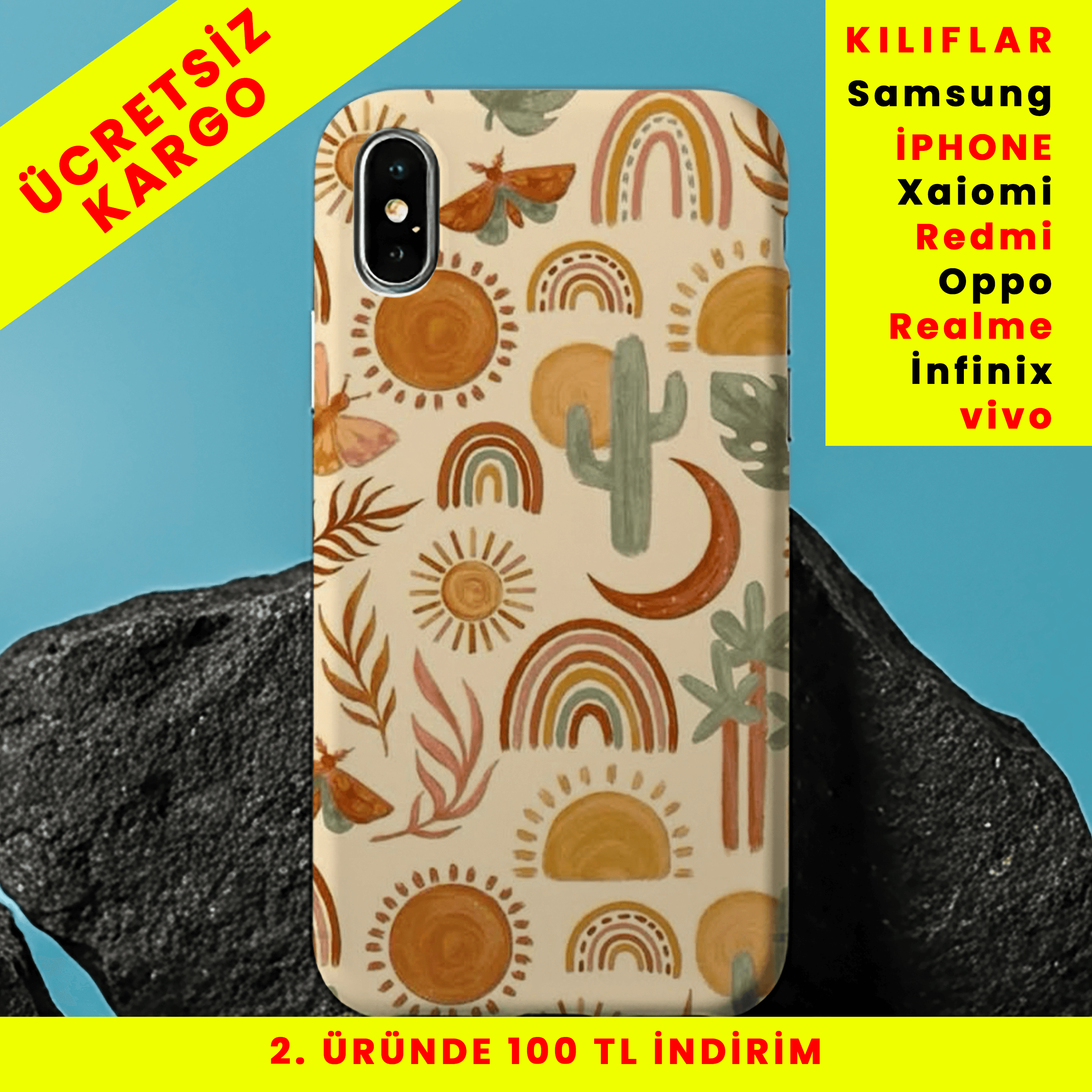 Boho Vibes Tasarım Baskılı Telefon Kılıfları