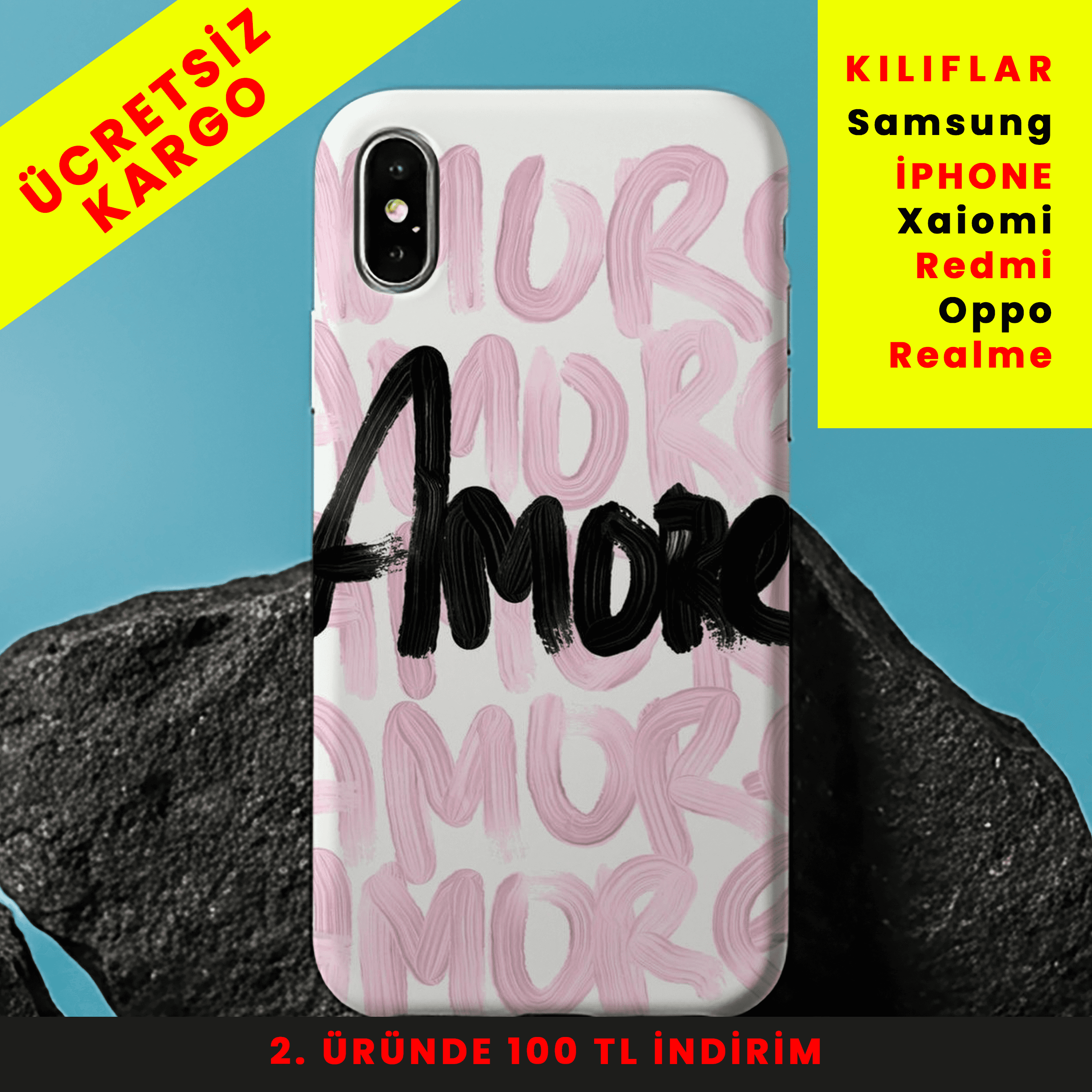 Amore – Aşkın İtalyanca Hali Tasarım Baskılı Telefon Kılıfları