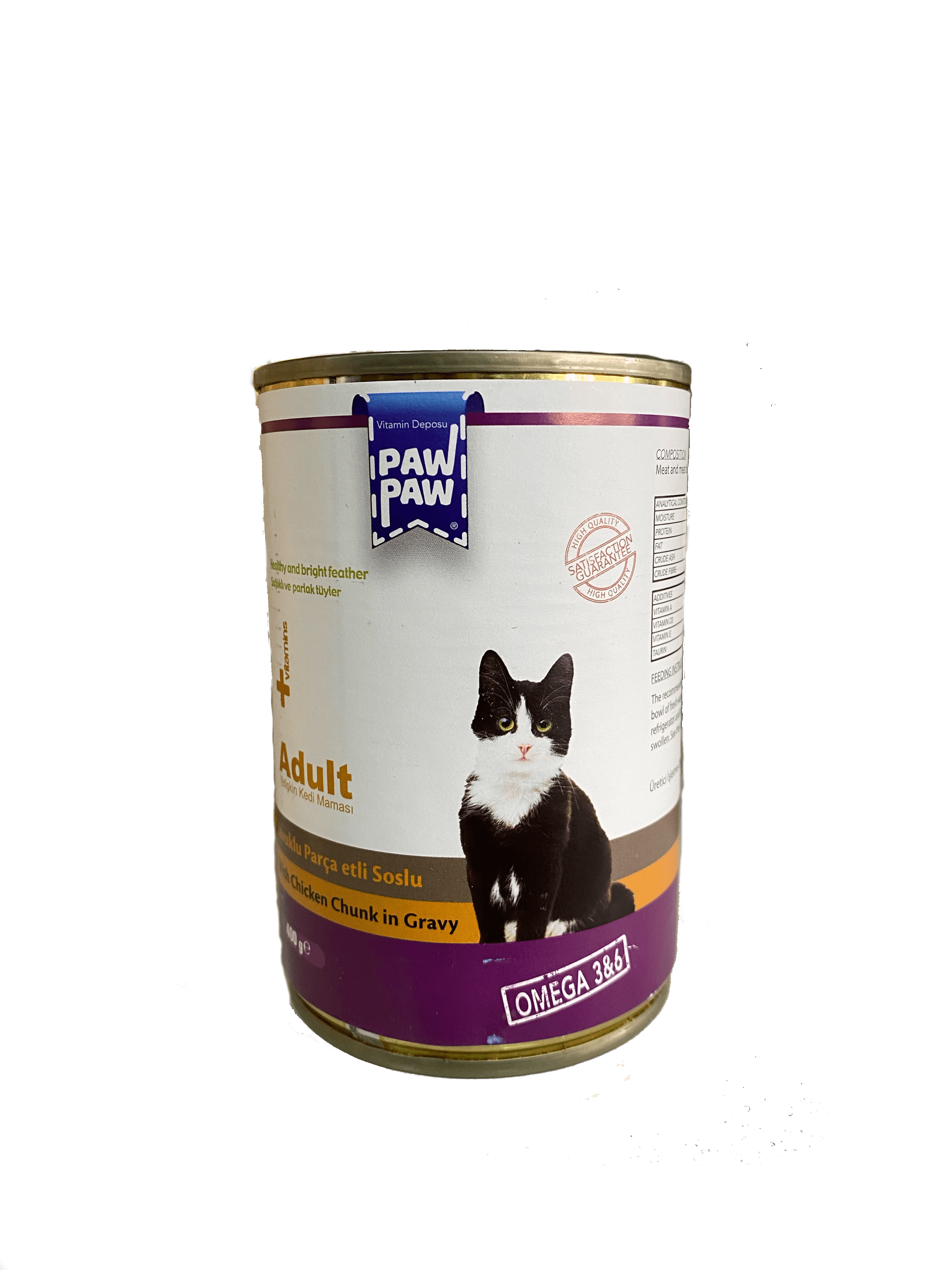 Pawpaw Tavuk Etli Yetişkin Kedi Maması, 400 gram Tavuk Etli Yetişkin Kedi Konserve