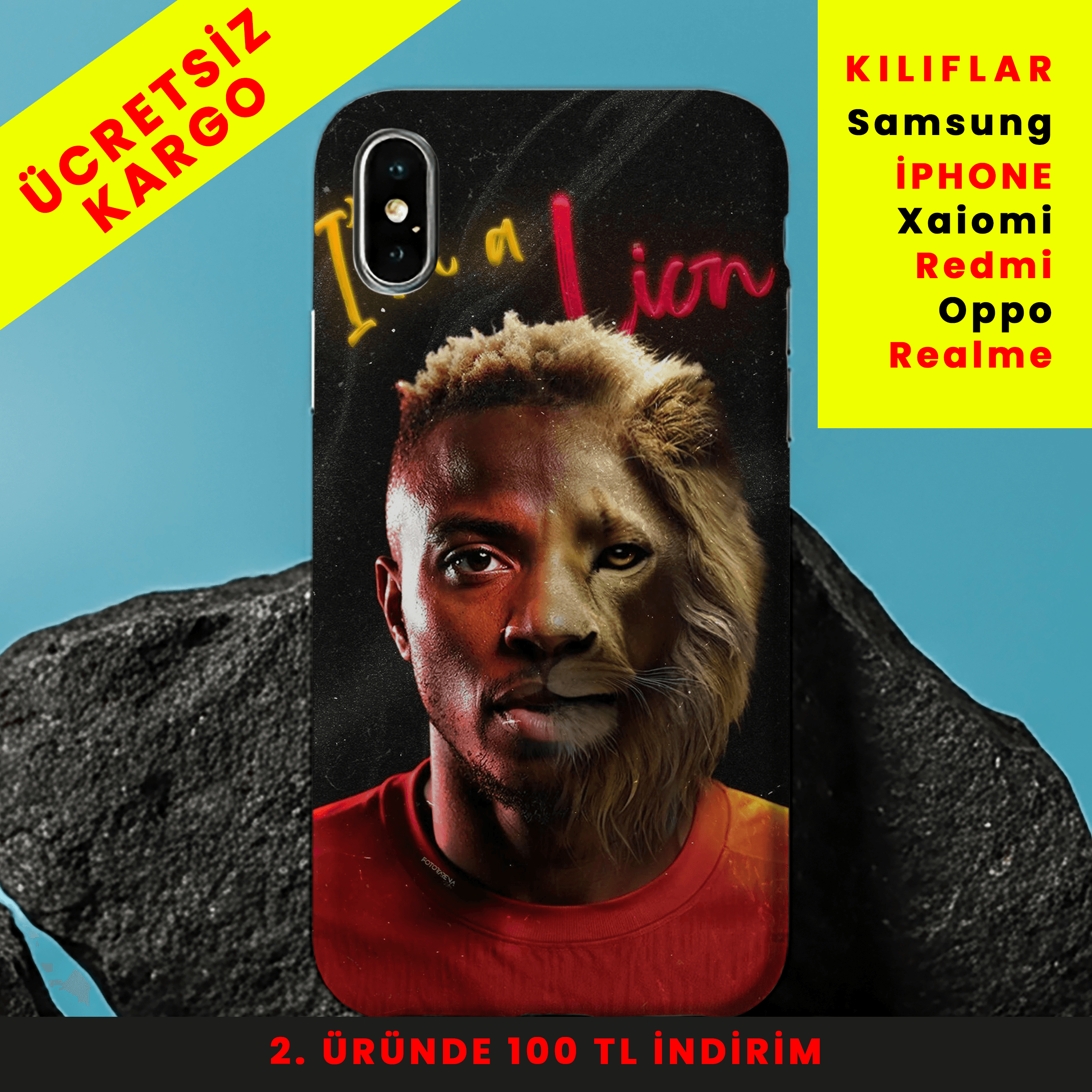 Osimhen Aslan Yüzü Tasarım Baskılı Telefon Kılıfları