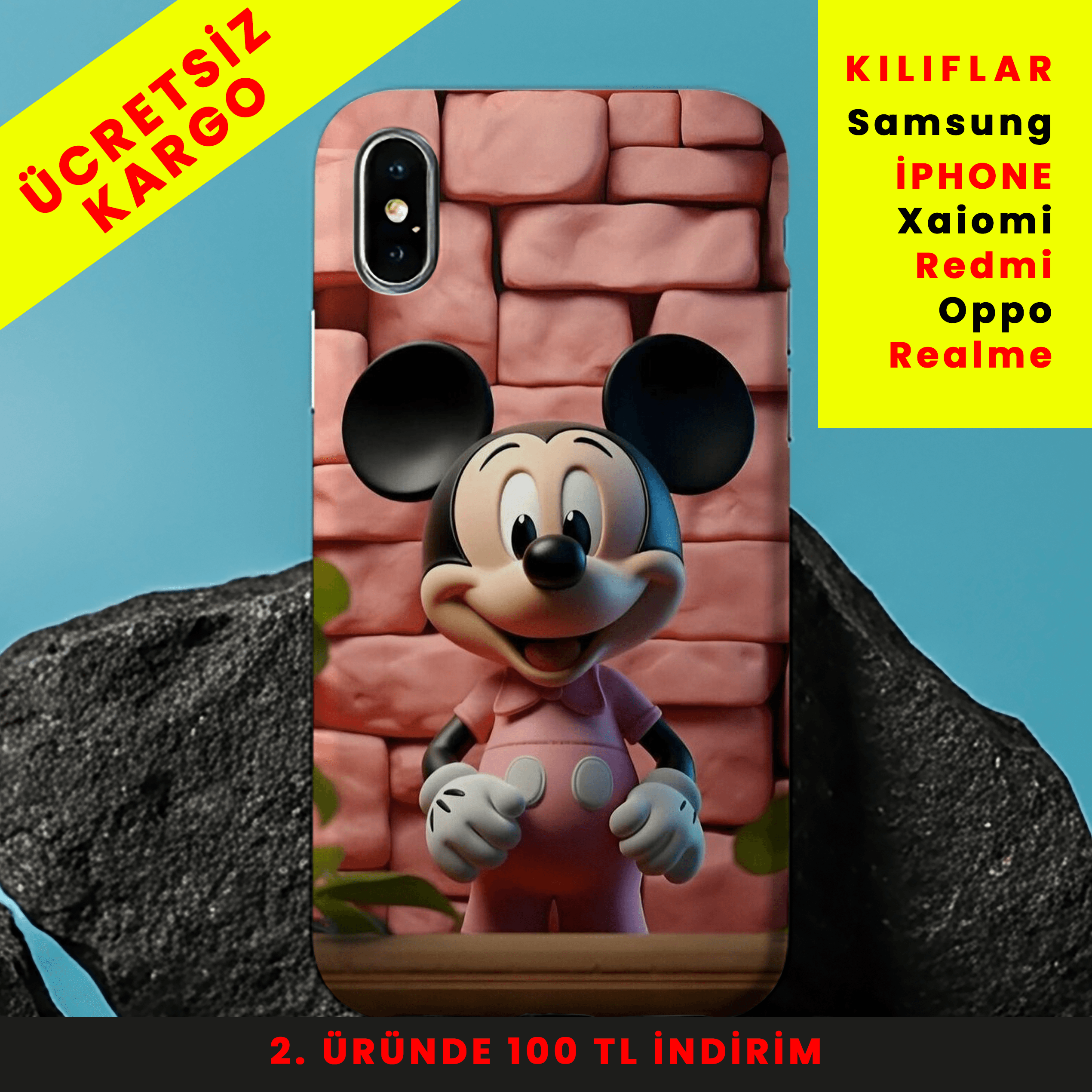 Classic Mickey Tasarım Baskılı Telefon Kılıfları