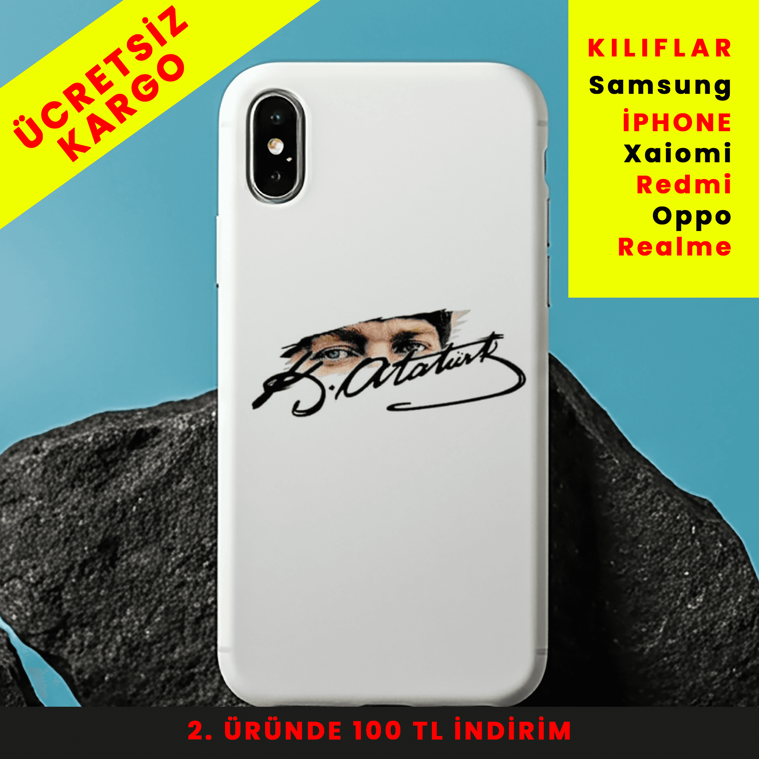 Atatürk İmzalı Tasarım Baskılı Telefon Kılıfları