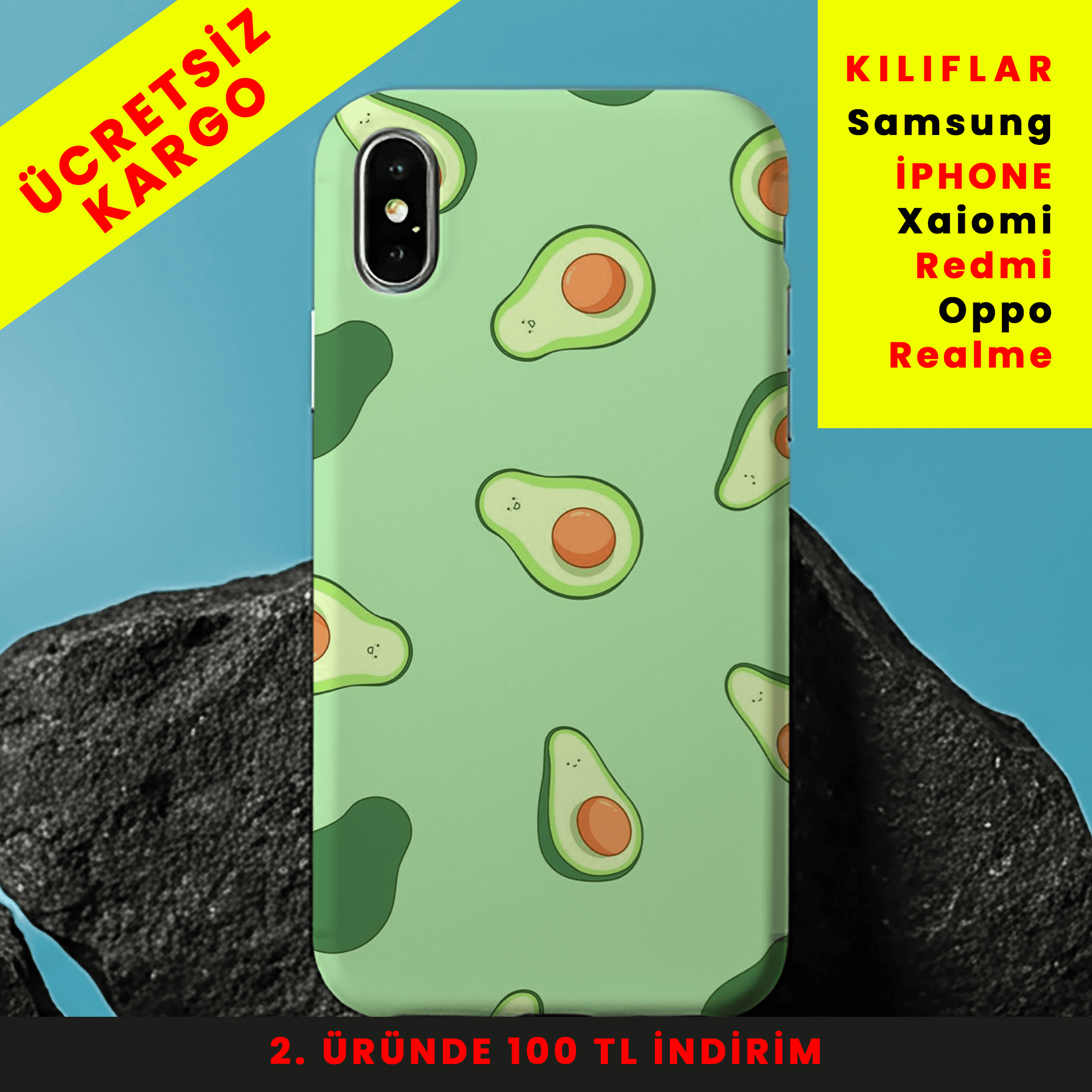 Avocado Mood Tasarım Baskılı Telefon Kılıfları