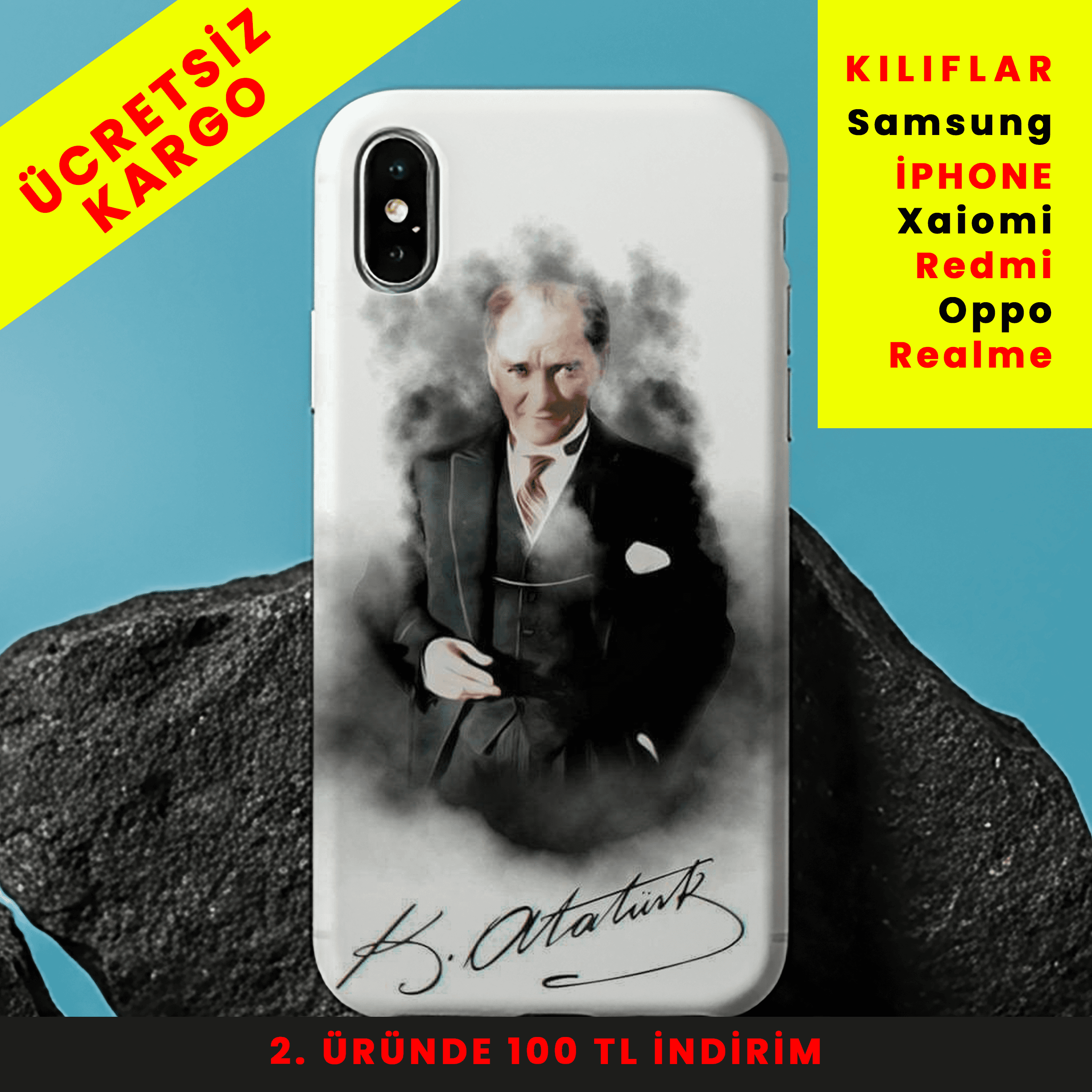 Ebedî Lider Atatürk Tasarım Baskılı Telefon Kılıfları