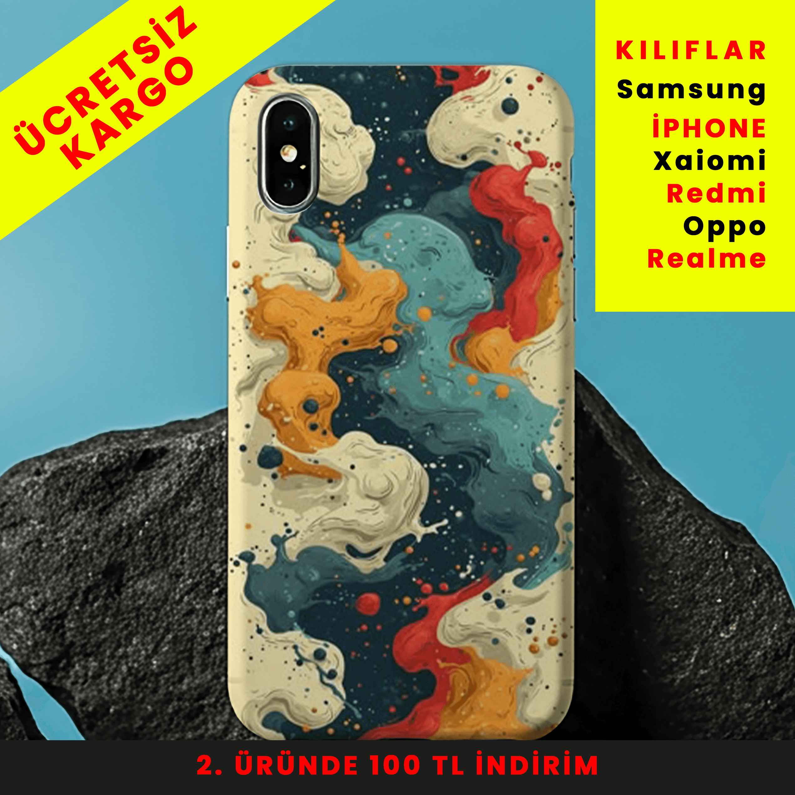 Color Splash Tasarım Baskılı Telefon Kılıfları