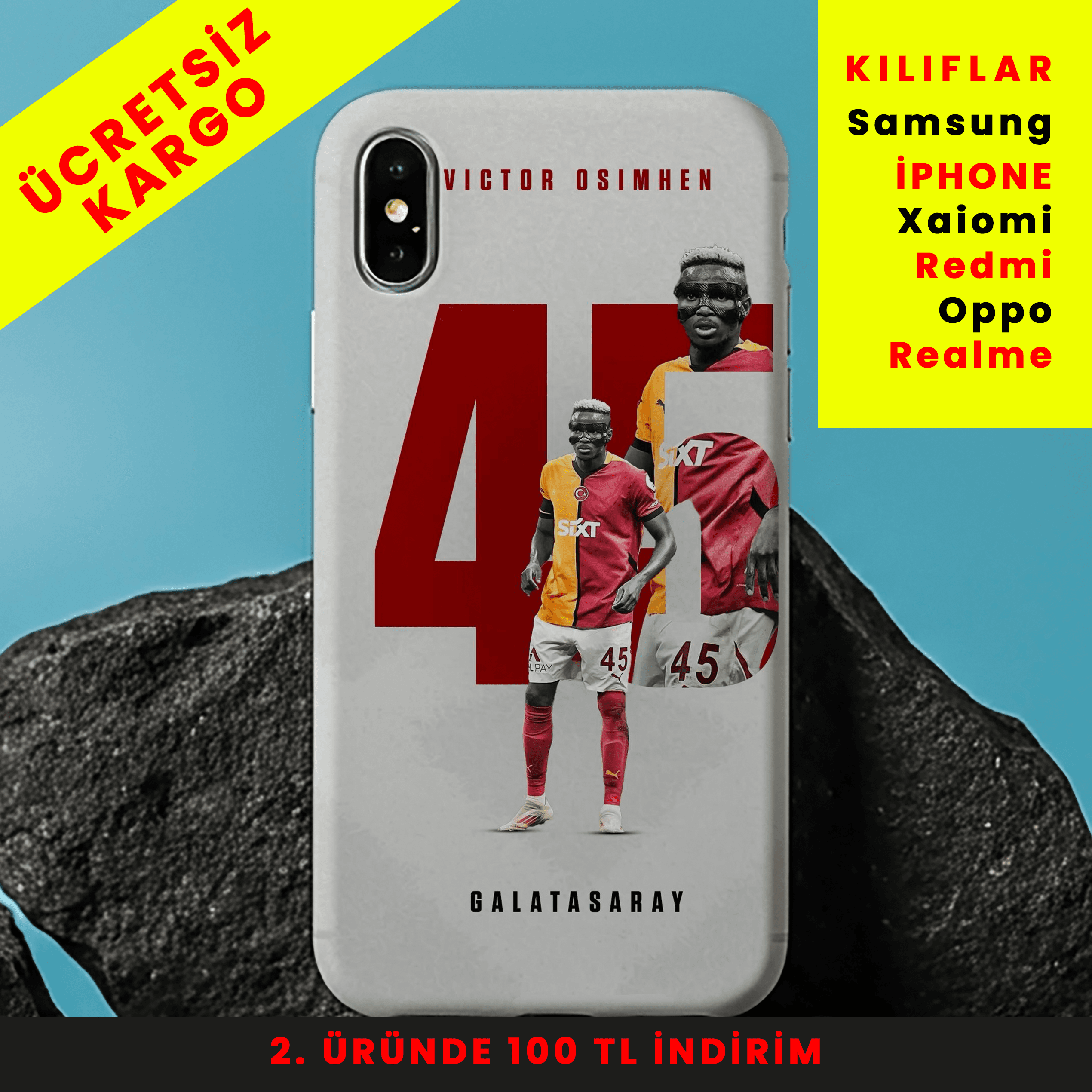 Victor Osimhen 45 - Gücün Simgesi Tasarım Baskılı Telefonu Kılıfları