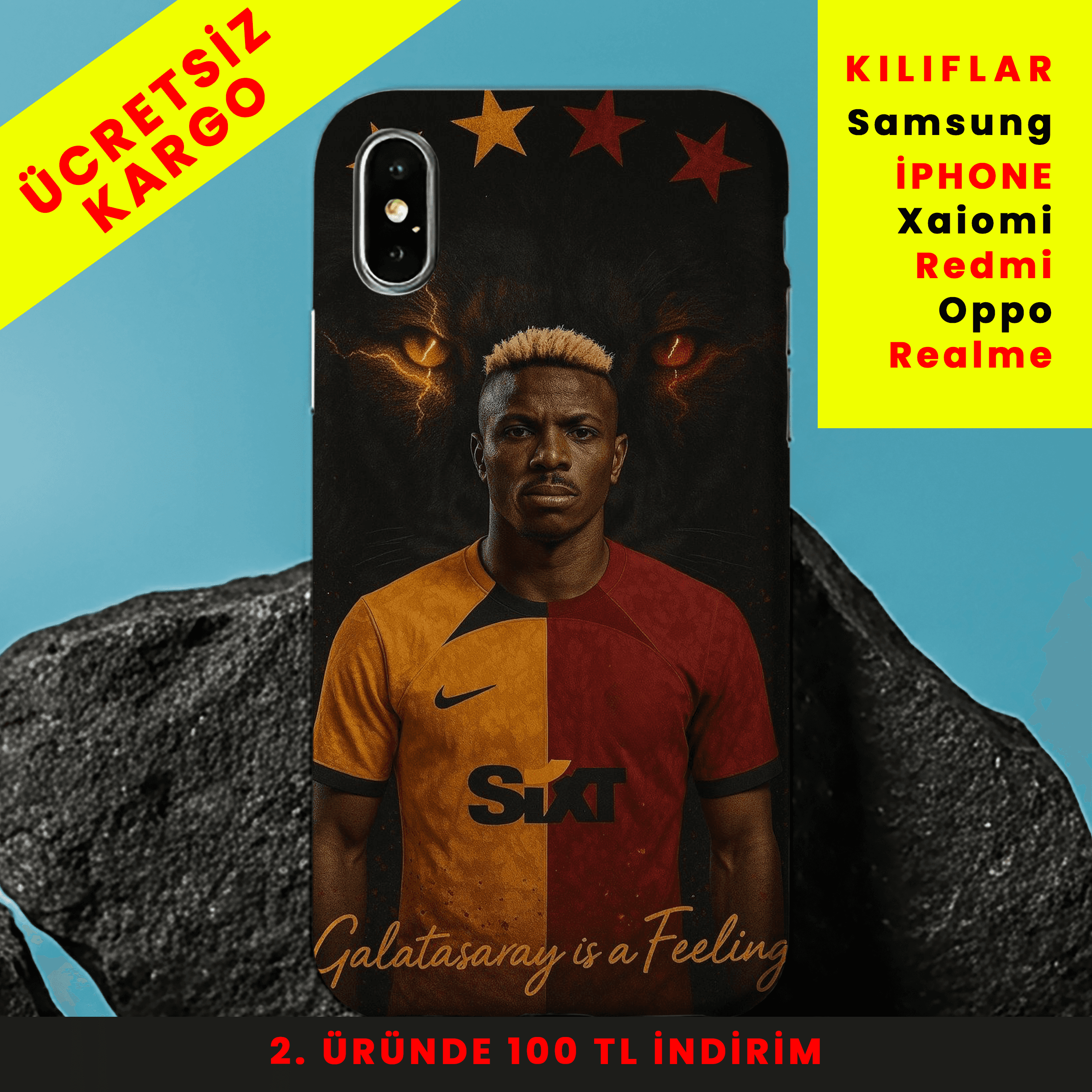 Lion Eyes- Osimhen Tasarım Baskılı telefon Kılıfları