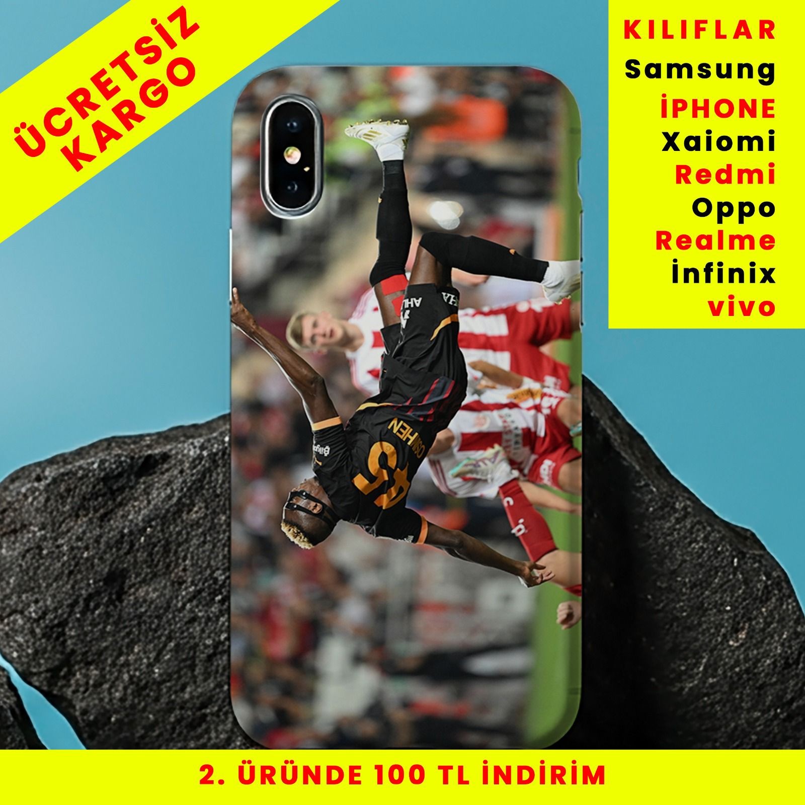 Osimhen Rövaşata Golü Tasarım Baskılı Telefon Kılıfları