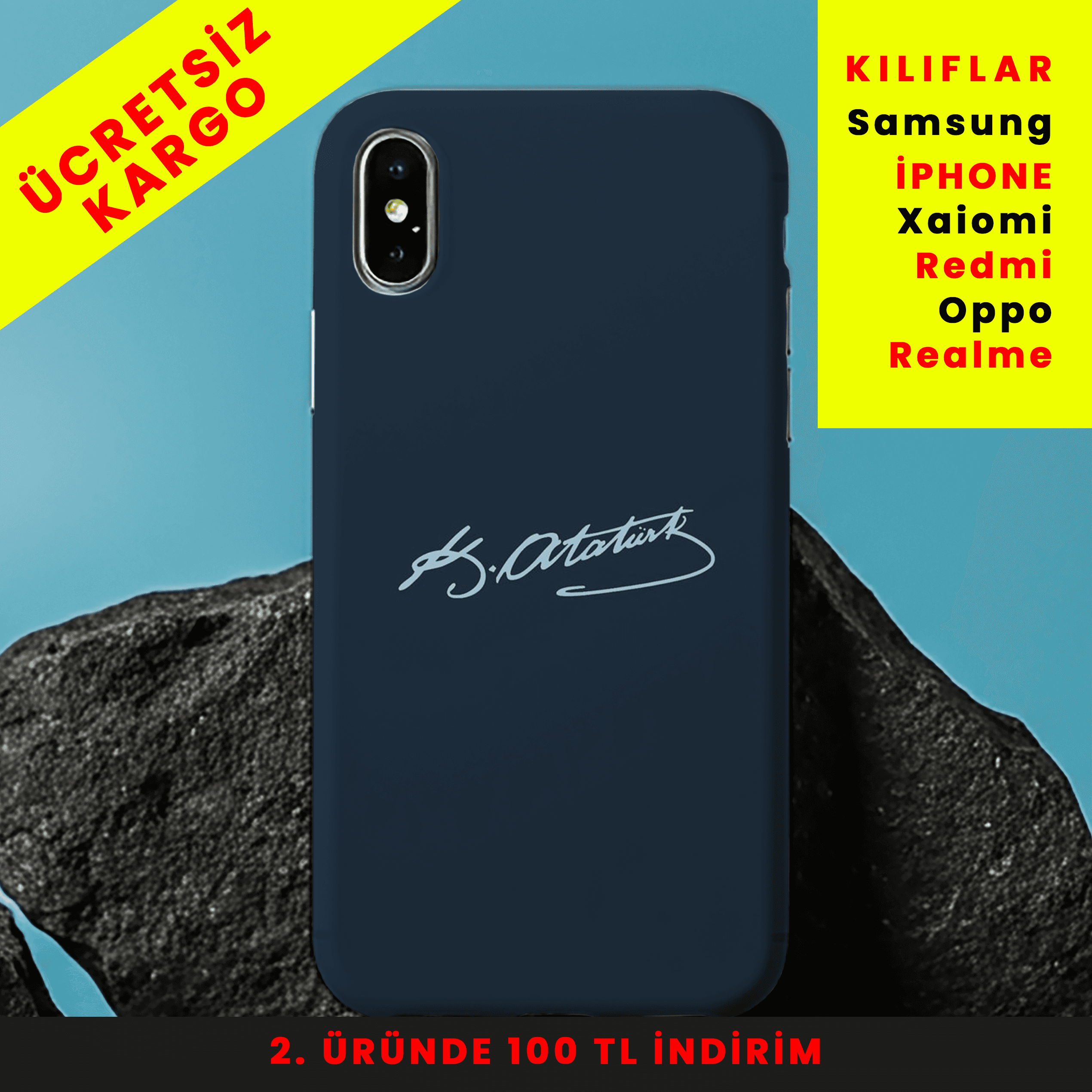 İmza-Atatürk'ün İzini Taşı Tasarım Baskılı Telefon Kılıfları