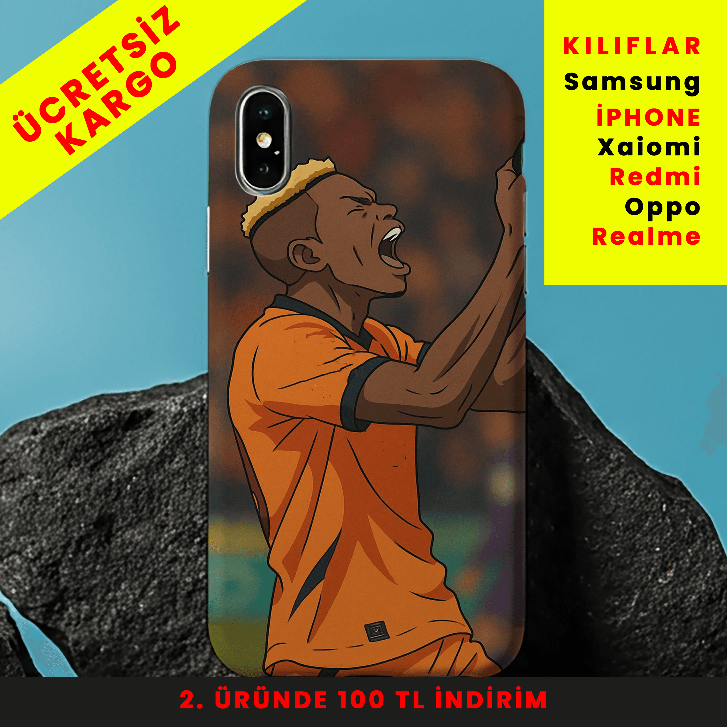 Golcü Yıldız Osimhen Tasarım Baskılı Telefon Kılıfları