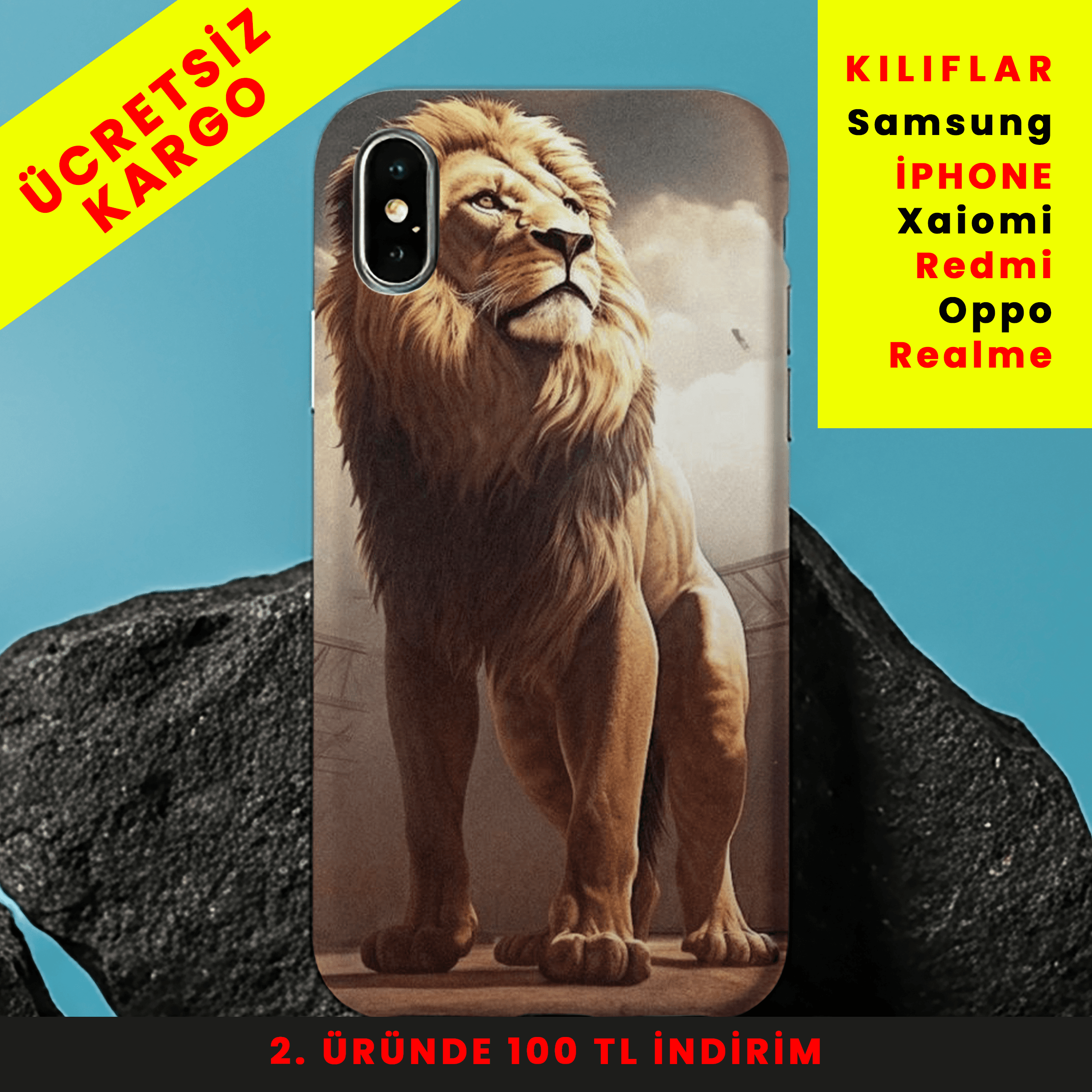Asil Aslan Tasarım Baskılı Telefon Kılıfları 