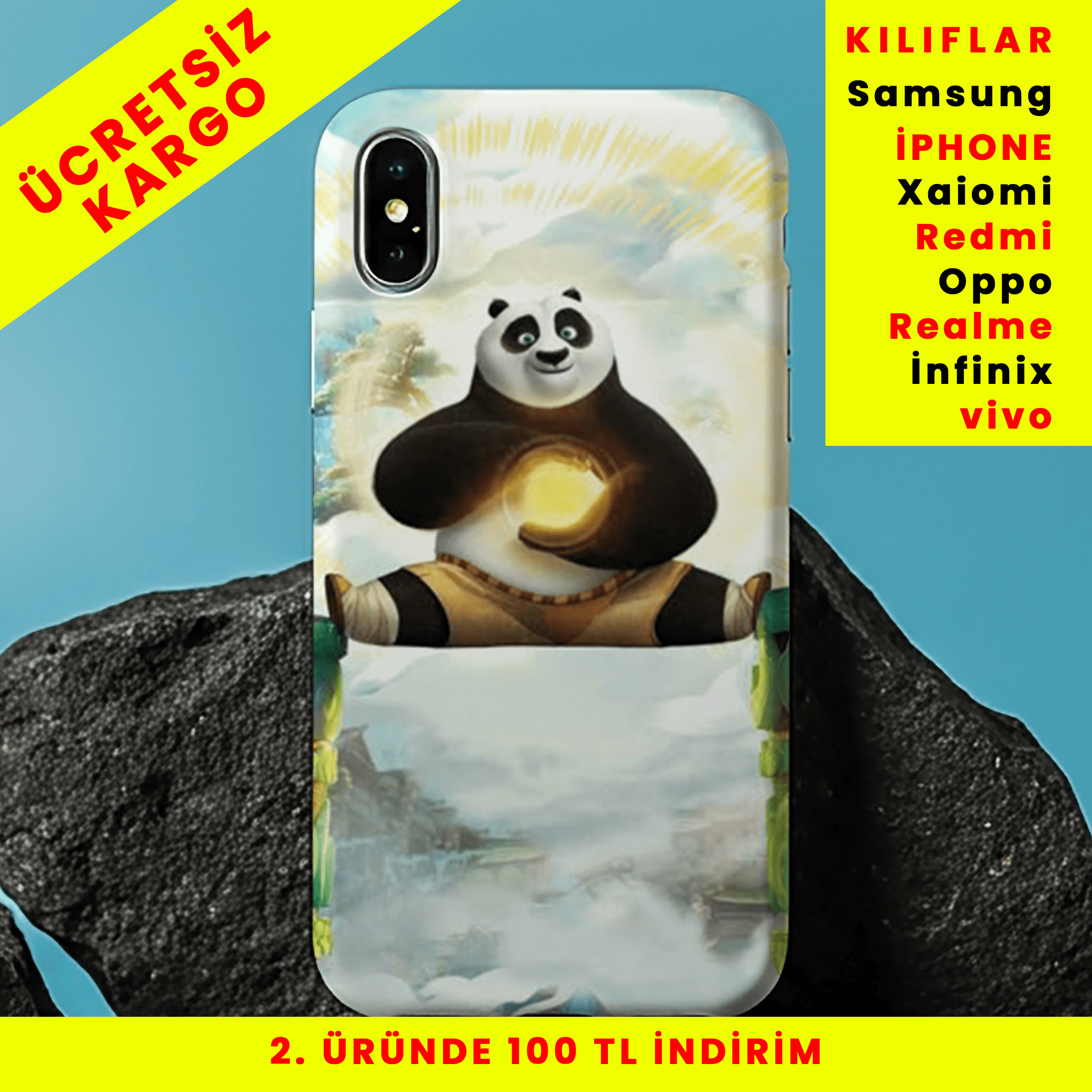 Panda Gücü Tasarım Baskılı Telefon Kılıfları
