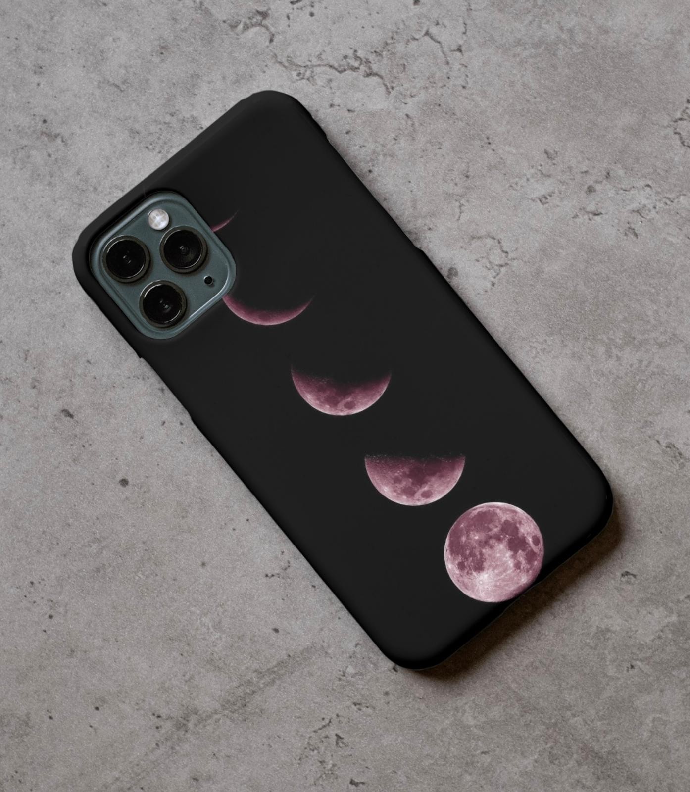 Pembe Ay Döngüsü Tasarım Baskılı Telefon Kılıfları
