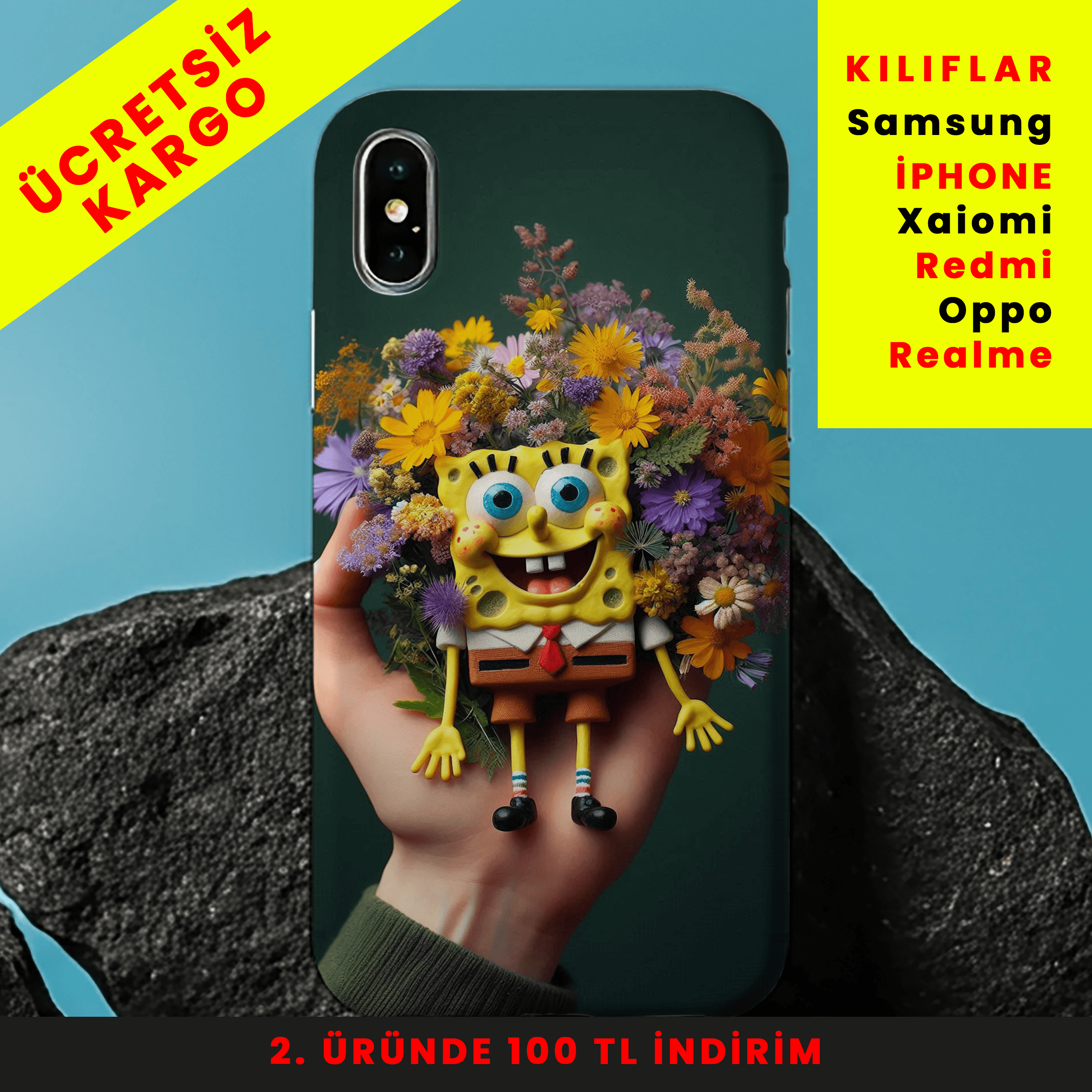 SpongePop Bloom Tasarım Baskılı Telefon Kılıfları