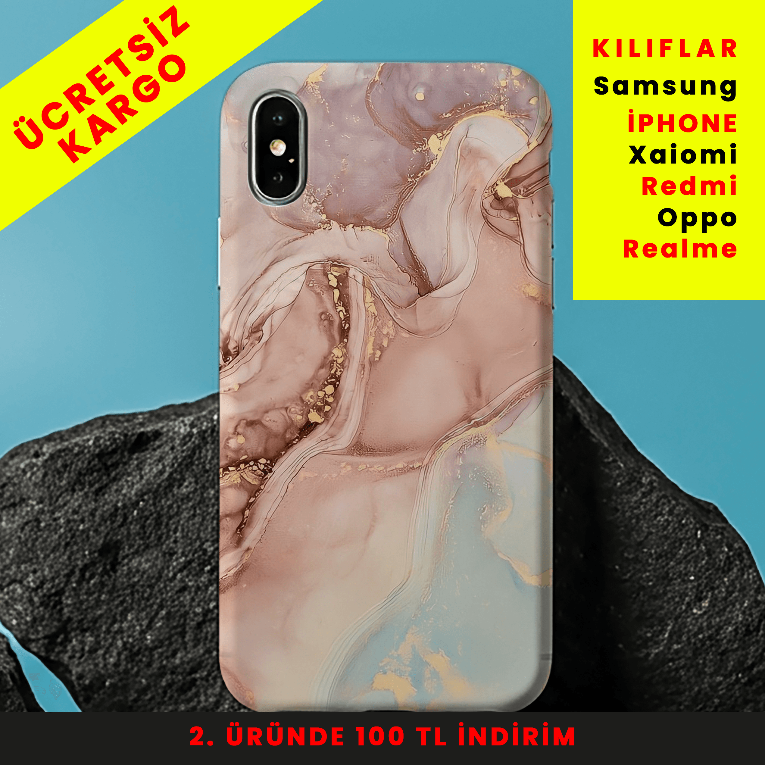Golden Marble Tasarım Baskılı Telefon Kılıfları